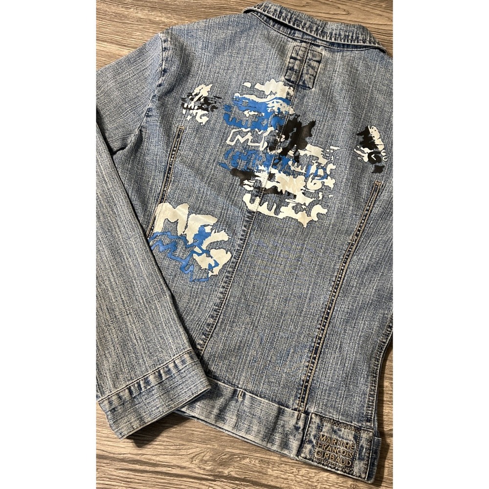 Marithe Francois Girbaud Vintage Women's Painted Graffiti Denim Jacket Size XL